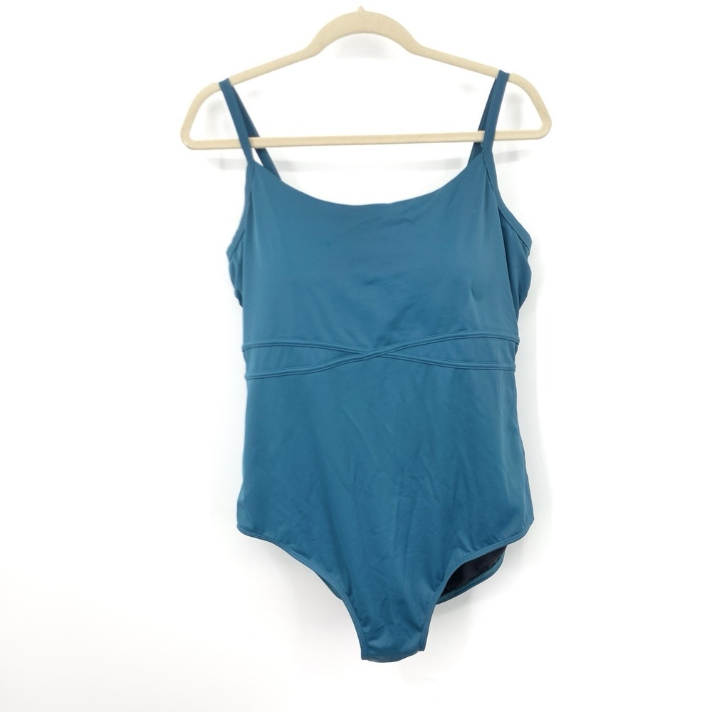 LL Bean Women Size 18 Bathing Suit One Piece Swimwear Teal Blue Tank Swim